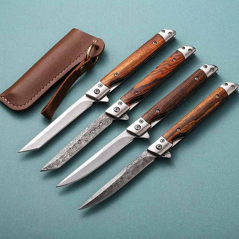 Folding Multi Tool Knife with Leather Pouch